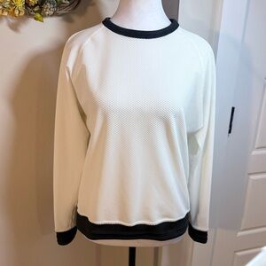 rag & bone White Crewneck Sweater with Black Trim